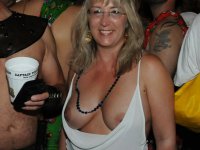 Real amateur MILFs flashing tits and pussy in public 