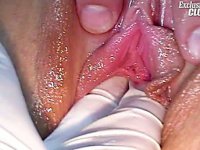 Bambi squirts some liquid out her pussy when gynochecked up